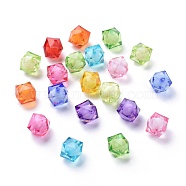 Transparent Acrylic Beads, Bead in Bead, Faceted Cube, Mixed Color, 16x15x15mm, Hole: 2mm, about 220pcs/500g(TACR-S112-16mm-M)