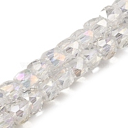 Electroplate Transparent Glass Beads Strands, Faceted, Cube, Clear AB, 5x5x5mm, Hole: 1mm, about 83~84pcs/strand, 15.43~15.63 inch(39.2~39.7cm)(GLAA-C029-03A-01)