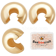 Brass Crimp Beads Covers, Long-Lasting Plated, Real 18K Gold Plated, 4.5x5x3mm, Hole: 1.6mm, 200pcs/box(KK-BBC0003-61)
