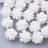 Handmade ABS Plastic Imitation Pearl Woven Beads, Ball Cluster Beads, for Name Bracelets & Jewelry Making, White, 16~17mm(FIND-S319-31A-01)