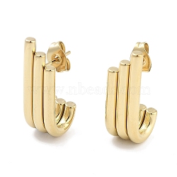 304 Stainless Steel Stud Earrings for Women, Real 18K Gold Plated, 22.5x7.5mm(EJEW-L283-094G)