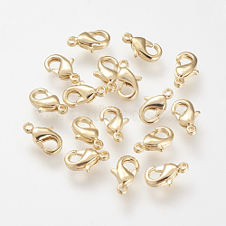Brass Lobster Claw Clasps, Nickel Free, Real 18K Gold Plated, 10x5x2.5mm, Hole: 1mm(KK-T014-121G)