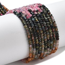 Gradient Color Natural Colorful Tourmaline Beads Strands, Faceted, Rondelle, 3x2mm, Hole: 0.5mm, about 192pcs/strand, 15.43''(39.2cm)(G-P556-A02-01)