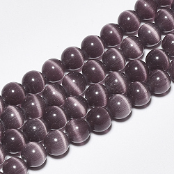 Cat Eye Beads Strands, Round, Purple, 10mm, Hole: 1.5mm, about 40pcs/strand, 15.5 inch(X-CE-M011-10mm-16)