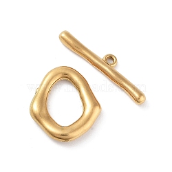 Ion Plating(IP) 304 Stainless Steel Toggle Clasps, Oval, Real 18K Gold Plated, 19.5x17x3mm, Bar: 6x27x2.5mm, Hole: 1.5mm(STAS-A092-04A-G)