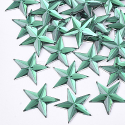 Plastic Cabochons, Star, Sea Green, 13x14x1.5mm, about 2000pcs/bag(KY-T012-02B)