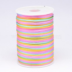 Segment Dyed Polyester Cord, Satin Rattail Cord, Colorful, 2mm, about 100yards/roll(NWIR-N008-02)