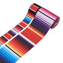 2 Rolls 2 Styles Stripe Pattern Printed Polyester Grosgrain Ribbon, for DIY Bowknot Accessories, Colorful, 1roll/style(OCOR-TA0001-37D)