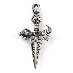 304 Stainless Steel Big Pendants, Sword Charm, Antique Silver, 65x32x10mm, Hole: 6x4mm(STAS-A083-25AS)