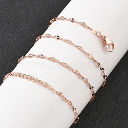 Brass Dapped Chains Necklaces for Women, with 304 Stainless Steel Lobster Clasp, Rack Plating, Lead Free & Cadmium Free, Long-Lasting Plated, Rose Gold, 17.56 inch(44.6cm)(NJEW-D302-23RG)