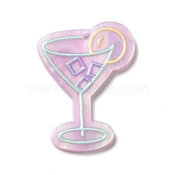 Printed Opaque Acrylic Pendants, Cup Pattern, 37.5x28x2.5mm, Hole: 1.6mm(SACR-G031-02A)