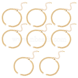 8Pcs Two Tone Handmade Brass Curb Chain Bracelet Makings, with Enamel, Extender Chain and 304 Stainless Steel Lobster Claw Clasps, Golden, 5-1/2 inch(14cm)(KK-NB0002-63)