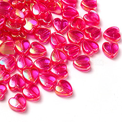 100Pcs Eco-Friendly Transparent Acrylic Beads, Dyed, AB Color, Heart, Deep Pink, 8x8x3mm, Hole: 1.5mm(TACR-YW0001-07B)