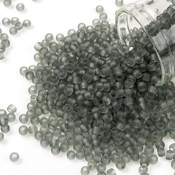 TOHO Round Seed Beads, Japanese Seed Beads, (9F) Transparent Frost Light Gray, 8/0, 3mm, Hole: 1mm, about 1110pcs/50g