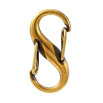 Tibetan Style Alloy Double S Snap Hook Spring Keychain Clasps, Rock Climbing Carabiners for Women Men Camping Fishing, Antique Golden, 27.5x14mm