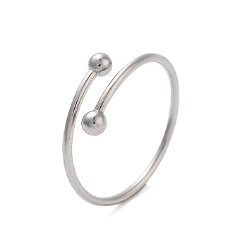 304 Stainless Steel Round Wrap Open Cuff Rings for Women Men, Stainless Steel Color, Inner Diameter: 17mm