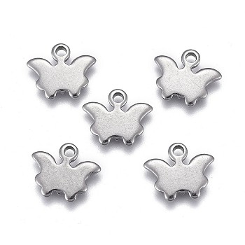 304 Stainless Steel Charms, Butterfly, Stainless Steel Color, 7.5x9.5x1mm, Hole: 1mm