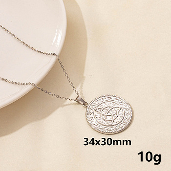 Stainless Steel Trinity Knot Pendant Necklaces, Cable Chain Necklaces for Women