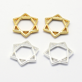 Long-Lasting Plated Alloy Bead Frame, for Jewish, Star of David, Mixed Color, 16.5x16.5x3mm, Hole: 1mm