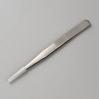 Non-Tarnish 201 Stainless Steel Elbow Tweezers, Stainless Steel Color, 13.6x1x0.15~1.7cm