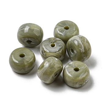Opaque Acrylic Bead, Rondelle, Dark Olive Green, 8x5mm, Hole: 1.6mm