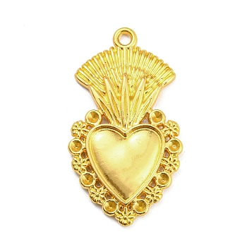 Alloy Pendant Rhinestone Settings, Heart with Wings, Golden, Fit for Rhinestone: 1.5mm, 36x20x2.3mm, Hole: 2mm