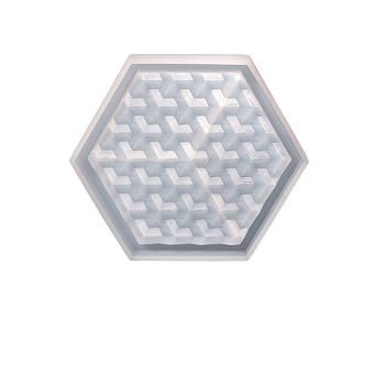 Hexagon Shape Cup Mat Food Grade Silicone Molds, Resin Casting Coaster Molds, for UV Resin, Epoxy Resin Craft Making, White, 105x122x15mm