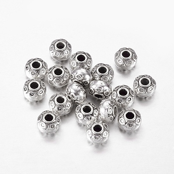 Tibetan Style Spacer Beads, Rondelle, Antique Silver, Lead Free & Cadmium Free, about 7mm in diameter, 5mm thick, hole: 2.5mm