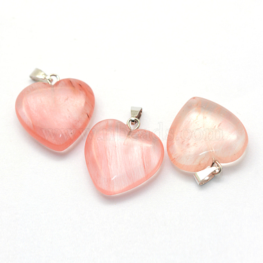 Heart Cherry Quartz Glass Pendants(G-Q438-09)-2