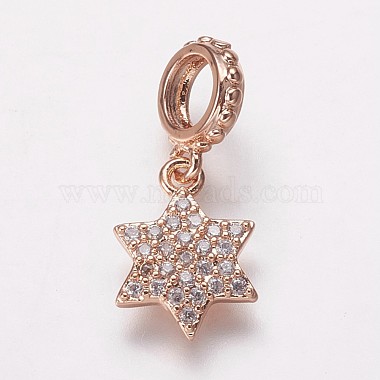19mm Clear Star Brass+Cubic Zirconia Dangle Beads