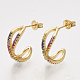 Brass Cubic Zirconia Stud Earrings(EJEW-S201-150)-1