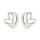 Boucles d'oreilles créoles en argent sterling plaquées rhodium anti-ternissement en forme de cœur creux 925(QB6445-2)-1