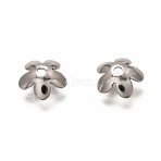 5-Petal 304 Stainless Steel Bead Caps, Flower, Stainless Steel Color, 7.5x8x2.3mm, Hole: 1.2mm(X-STAS-I176-11P-A)