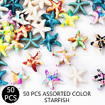 50Pcs 10 Colors Spray Painted Synthetic Turquoise Beads, Starfish, Mixed Color, 13.5~15.5x13.5~15x4.5~5.5mm, Hole: 1~1.5mm, 5pcs/style(G-YW0001-99B)
