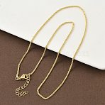 1.5MM Brass Wheat Chain Necklaces for Women, Rack Plating, Long-Lasting Plated, Lead Free & Cadmium Free, Real 18K Gold Plated, 17.95 inch(45.6cm)(NJEW-K271-14G)
