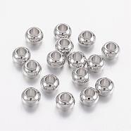 Brass Spacer Beads, Rondelle, Platinum Color, Size: about 6mm in diameter, 4mm thick, hole: 3mm(KK-Q083-N)