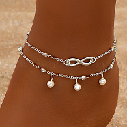 Double Layer Anklets, Round Charm & 8 Shape Link Anklets for women(VL2351)