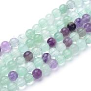Natural Fluorite Beads Strands, Round, Colorful, 6~6.5mm, Hole: 1mm, about 63pcs/strand, 15.5 inch(G-T055-6mm-22)