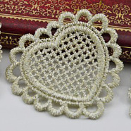 Lace Embroidery Sewing Fiber, DIY Garment Accessories, Heart, Dark Khaki, 5x5cm(DIY-L011-04)