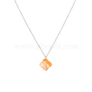 Stainless Steel Pendant Necklaces, Clover, Orange, 17.72 inch(45cm)(ZS4293)