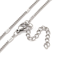 Non-Tarnish 304 Stainless Steel Curb Chain Necklaces, Stainless Steel Color, 17.83x0.07 inch(45.3x0.18cm)(NJEW-R266-03P)