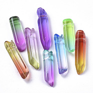 Two Tone Glass Beads, Top Drilled Beads, Bullet, Mixed Color, 25~40x7~8x6~7mm, Hole: 0.9mm(GLAA-S167-13)