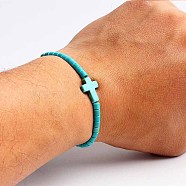 Turquoise Bracelet with Elastic Rope Bracelet, Male and Female Lovers Best Friend, Bead: 6mm(DZ7554-2)