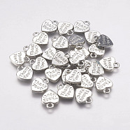Tibetan Style Alloy Pendants, Lead Free, Heart, Platinum, 12x10x2mm, Hole: 2mm(TIBEP-C101-P-LF)
