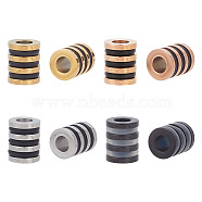 8Pcs 4 Colors 304 Stainless Steel European Beads, Large Hole Beads, with Plastic, Grooved Column, Mixed Color, 10x8mm, Hole: 4mm, 2pcs/color(STAS-AR0001-85)