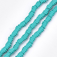Spray Painted Non-magnetic Synthetic Hematite Beads Strands, Fish Bone, Light Sea Green, 8x6x3mm, Hole: 0.8mm, about 51~52pcs/strand, 15.7 inch(G-T116-13-04)