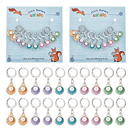 Alloy Enamel Shell Pendant Locking Stitch Markers, 304 Stainless Steel Clasp Stitch Marker, Mixed Color, 3.1cm,  5 colors, 2pcs/color, 10pcs/set(HJEW-AB00057)