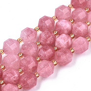 Natural Dolomite Beads Strands, Faceted, Dyed, Round, Pearl Pink, 10.5x9.5mm, Hole: 1.2mm, about 31pcs/strand, 15.04 inch~15.35 inch(38.2cm~39cm)(G-T131-85B-08)