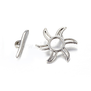 Tibetan Style Alloy Toggle Clasps, Cadmium Free & Lead Free, Sun, Antique Silver, Sun: about 22.5mm wide, 22.5mm long, Bar: about 2.5mm wide, 20mm long, hole: 1mm(X-LF5115Y)