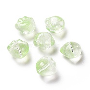 Transparent Spray Painted Glass Beads, Cat Paw Print, Pale Green, 11x12x8.5mm, Hole: 1.2mm(GLAA-I050-05E)